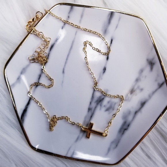 Dainty Gold Cross Necklace - Picture 2 of 2